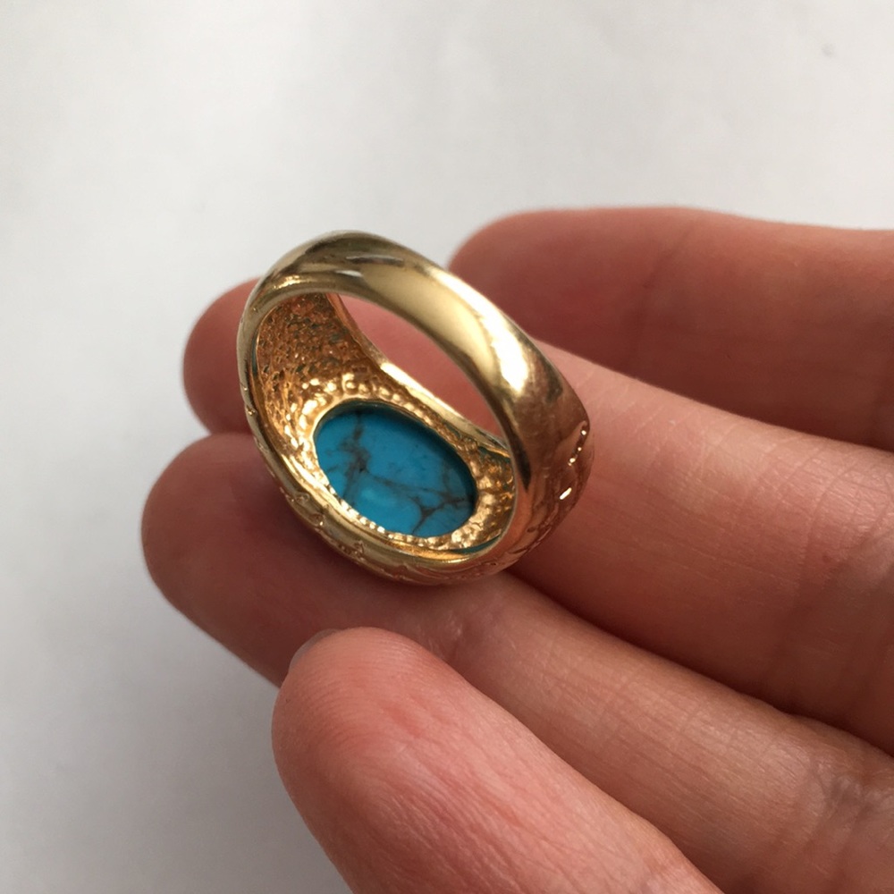 Turquoise gold plated sterling silver ring - Picture 9 of 11